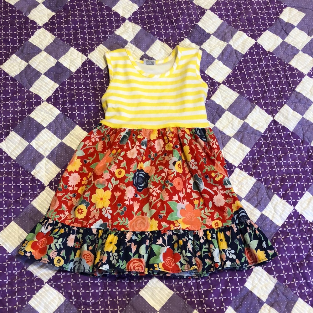 Adorable ricrac & ruffles toddler girl dress